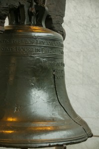 The Liberty Bell, a resonant symbol of Philadelphia's reputation as a Cradle of Liberty. (Photograph for The Encyclopedia of Greater Philadelphia by Jamie Castagnoli)
