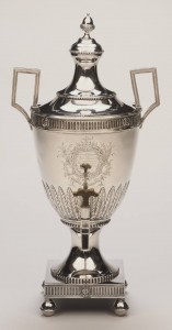 Hot water urn in Greek-inspired neoclassical style.