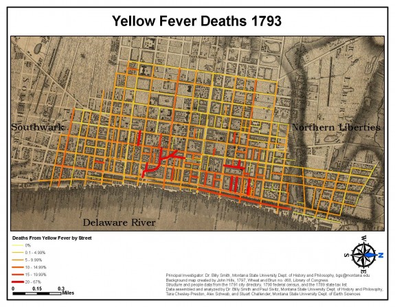 map of yellow fever deaths