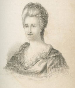 A drawing of Esther De Bertdt Reed from the shoulders up. 