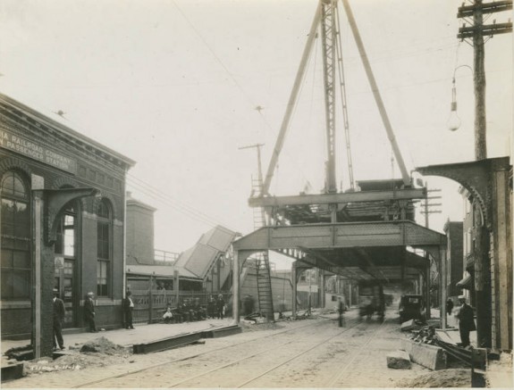 Photograph showing construction of the Market Frankford Elevated Subway