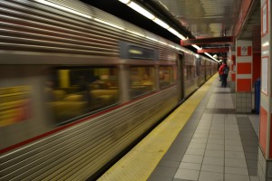 photograph of a Patco train at City Hall Station