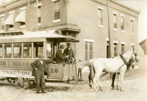 horse-drawn streetcar, photograph