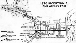 1963 map showing Ed Bacon's original plan for the bicentennial celebration