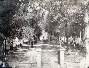Recruiting fairs such as this one in Independence Square, photographed in 1862 photograph, helped to minimize the impact of the draft in Philadelphia. (Library Company of Philadelphia)
