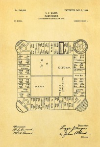 Lizzie Magie's Landlord's Game patent showing the board game, dated January 5, 1904