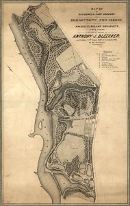 A black and white map of the Point Breeze site during Bonaparte's residence showing house and grounds