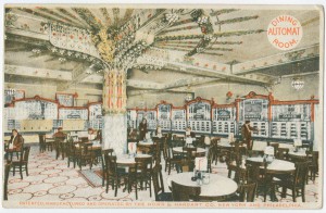 Automats like Horn and Hardart became popular during the Great Depression. The self-serve cafeterias offered a wide array of affordable food choices and catered to a working-class crowd. (Library Company of Philadelphia)