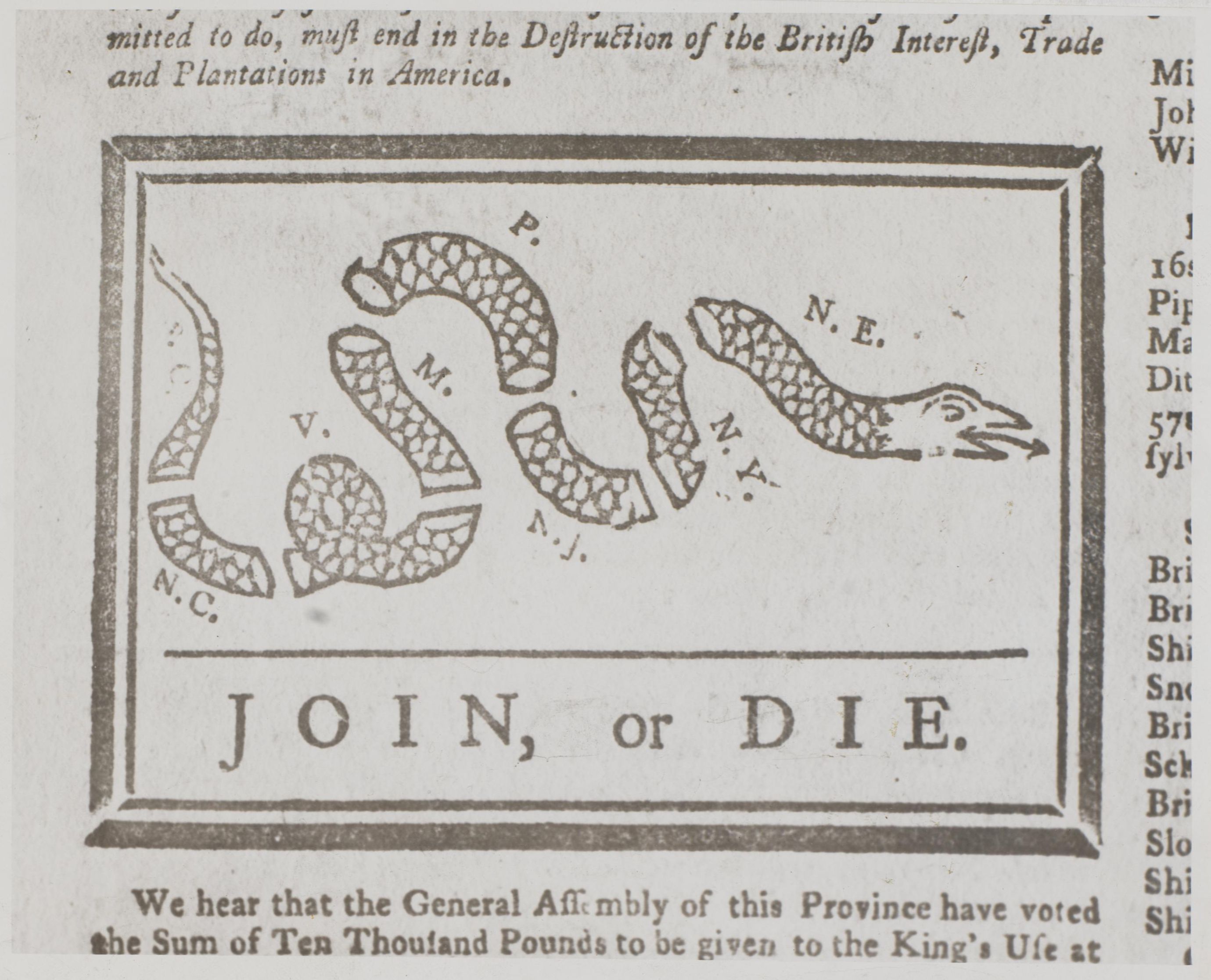  Join Or Die Pennsylvania Gazette May 9 1754 Encyclopedia Of Greater Philadelphia