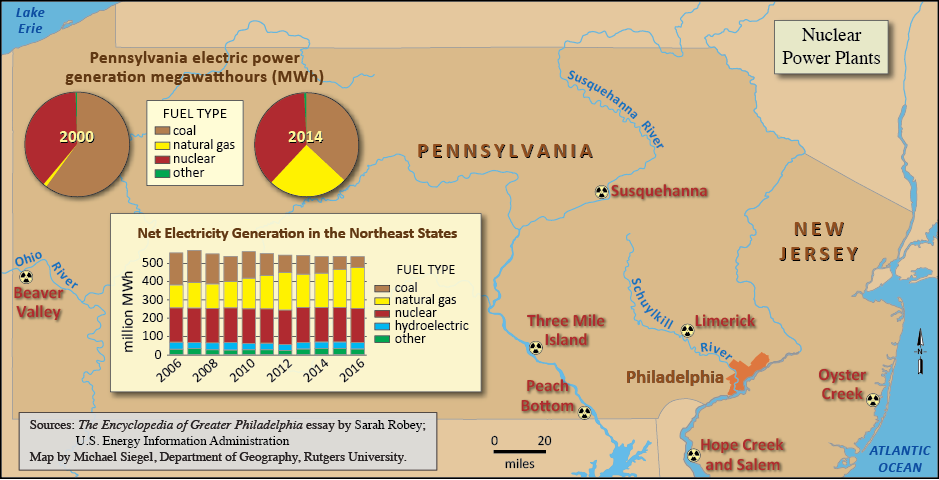 map of pennsylvania showing power plants