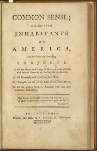 A photograph of Thomas Paine's pamphlets Common Sense.