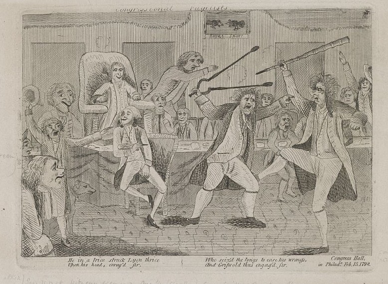 cartoon depicting a fight in Congress Hall