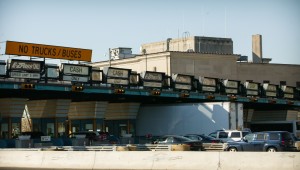 Cars and trucks heading toward Philadelphia on the Benjamin Franklin Bridge provide a dependable source of revenue for the DRPA. (Photograph for The Encyclopedia of Greater Philadelphia by Jamie Castignoli)