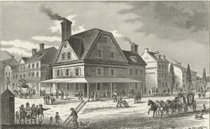lithograph of the London Coffee House
