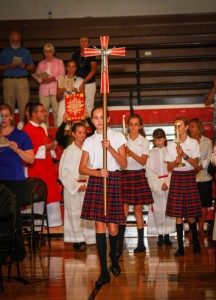 Students in Catholic schools study the Catholic religion, observe rituals, and attend liturgies, as shown in this photograph of the first liturgy of the 2012-13 school year at Ursuline Academy in Wilmington, Del. (as shown in this photograph) (Bud Keegan Images)