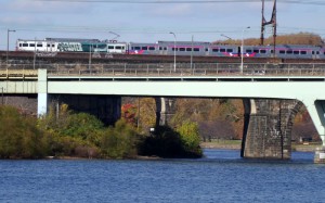 One of SEPTA's Regional Rail trains crosses the Schuylkill River.