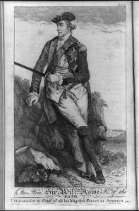 An engraving of Sir William Howe in military regalia 