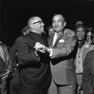 Cecil B. Moore and Reverend Henry H. Nichols celebrate the 1965 NAACP elections