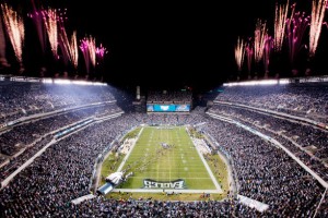 View of Lincoln Financial Field during a game.