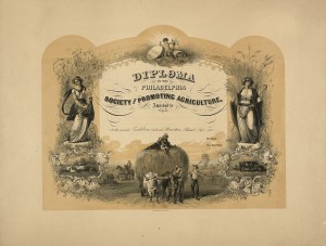 A 1860 diploma from the Philadelphia Society for Promoting Agriculture.