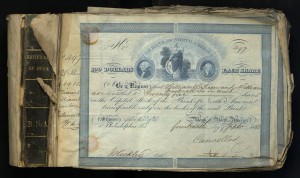 Image of 1860 Stock Certificate for the Bank of North America.