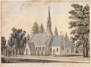 Lithograph of the Chapel at the Lebanon Cemetery.