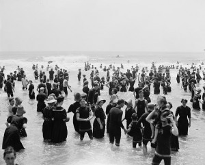 Vacationers enjoying the beach at Atlantic City.