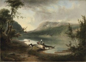 A claudian landscape painting depicting the Delaware Water Gap.