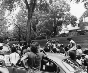 The community groups Clergy United and the Northwest Task Force for Public Education protesting in front of Mayor Frank Rizzo's house.