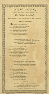 Aside from being a actor, Rowson was a prolific writer; writing many of the plays that she would perform in. She also wrote lyrics for such songs as The Sailor's Landlady.(Historical Society of Pennsylvania)