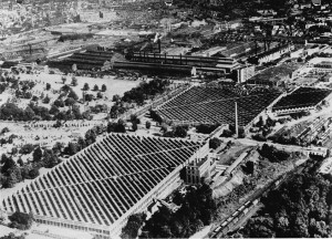 Black and white photograph of two Atwater Kent buildings.