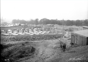 Construction on the lower Roxborough filter plant in 1901.