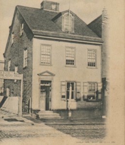 Illustrated postcard depicting front facade of home in Germantown.