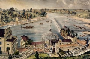 An image of the Fairmount Water Works, from the summit of Fairmount.