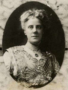 Bust-length, sepia-tone portrait of Anna Jarvis facing slightly left.