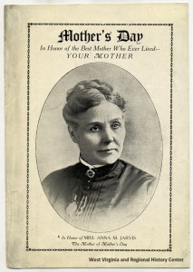 Front of paper program with bust-length portrait of Ann Reeves Jarvis, head turned slightly right.