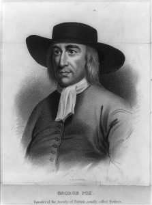 A black and white engraving of George Fox