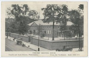 Arch Street Meeting House was built on the city's earliest Quaker burial ground in 1804. It was made a National Historic Landmark in 2011. (Library Company of Philadelphia)