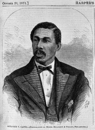 a black and white image of Octavius Catto