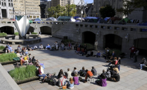 Quaker gathering during Occupy Wall Street encampment, City Hall, Philadelphia, October 11, 2011.