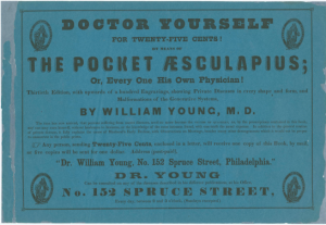 a text-only advertisement for The Pocket Æsculapius, a book of home remedies, with the tagline 