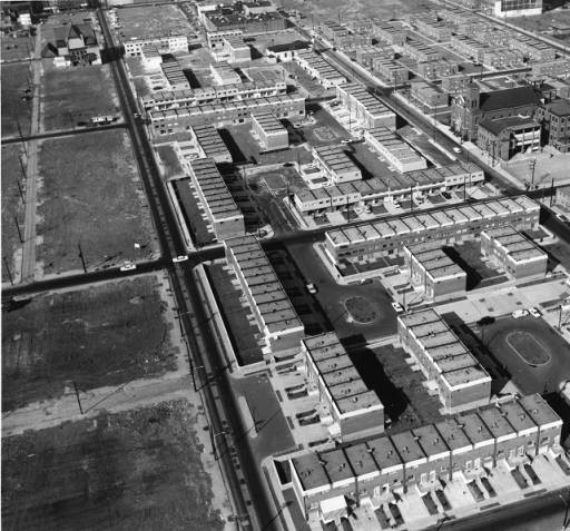 Aerial view of the the Yorktown neighborhood in 1963.