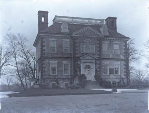 a black and white photograph of the Georgian mansion 'Mount Pleasant' in Fairmount Park