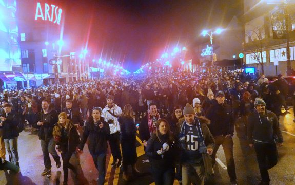 Photograph of fans on Broad Street