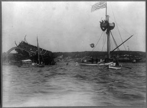 Image Showing the Twisted Metal of the USS Maine in Havana Harbor.