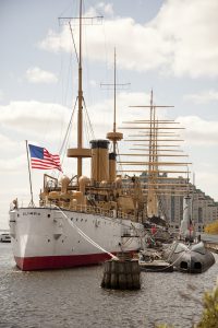 The USS Olympia docked at Penn's Landing.