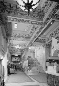 Photograph of the Bellevue-Stratford Hotel's Lobby in 1976.