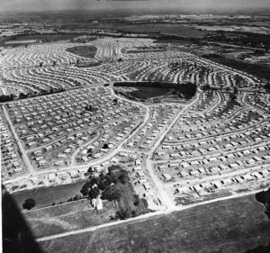 Aerial View of Levittown Pennsylvania Under Construction in 1952.