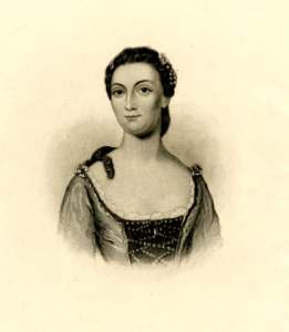 A black and white illustration of Elizabeth Graeme Fergusson.