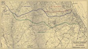 A map showing proposed routes of Interstate 476, labled 